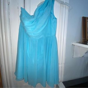 Like New- Bright aqua, one shoulder dress 20W